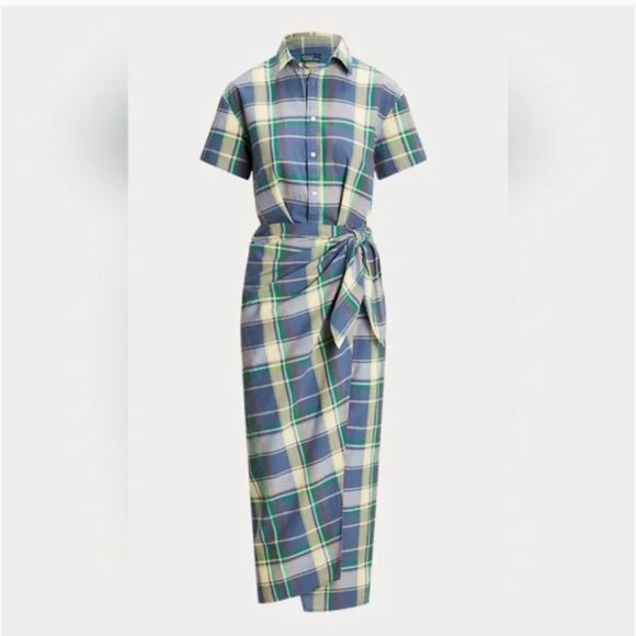 Polo Ralph Lauren Wrap Plated Midi Dress size 10 - Picture 3 of 9